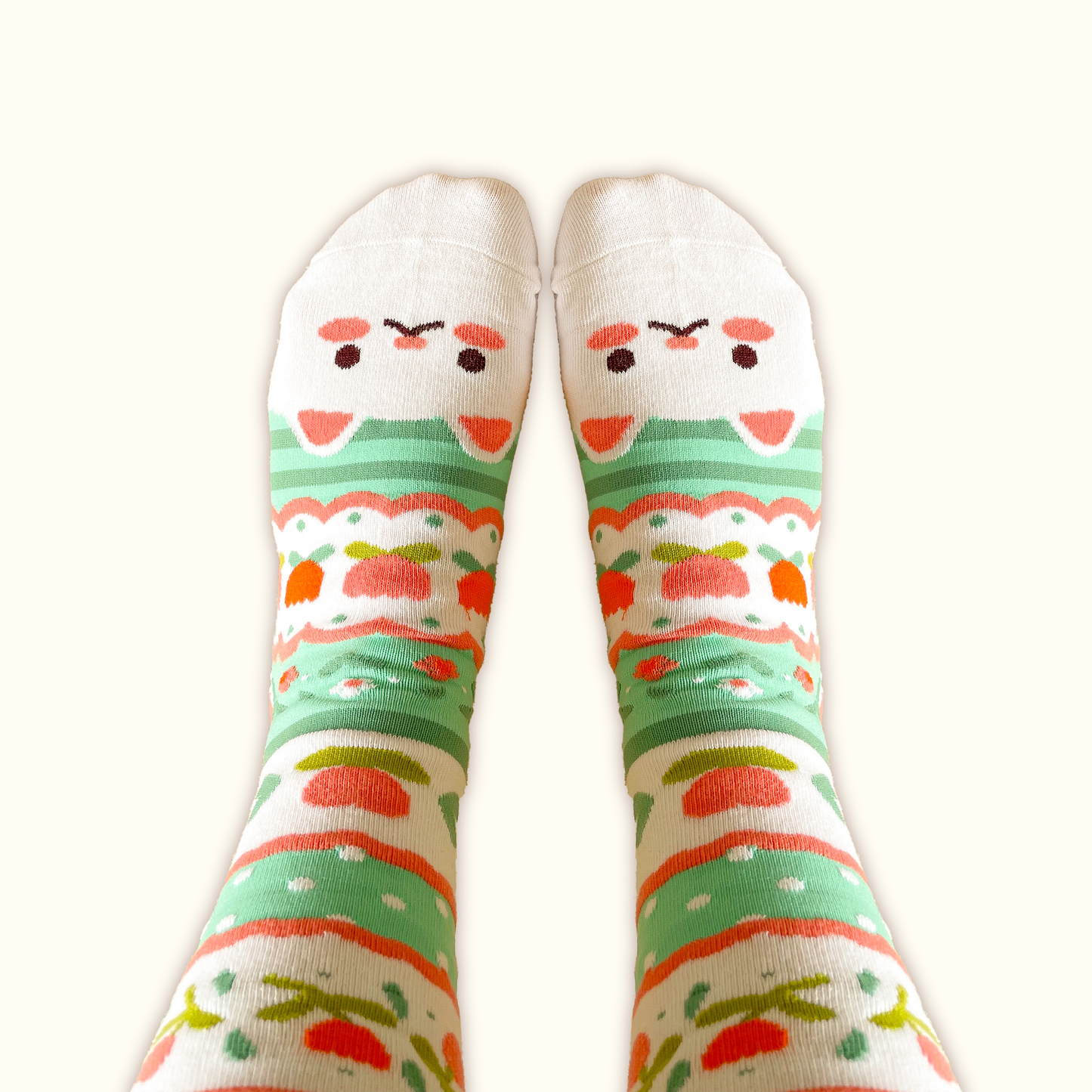 Crème the Cat Tulip Pattern - Cotton Socks