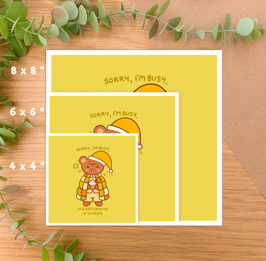 Hot Choccy O'Clocky (Bear) - Square Art Print