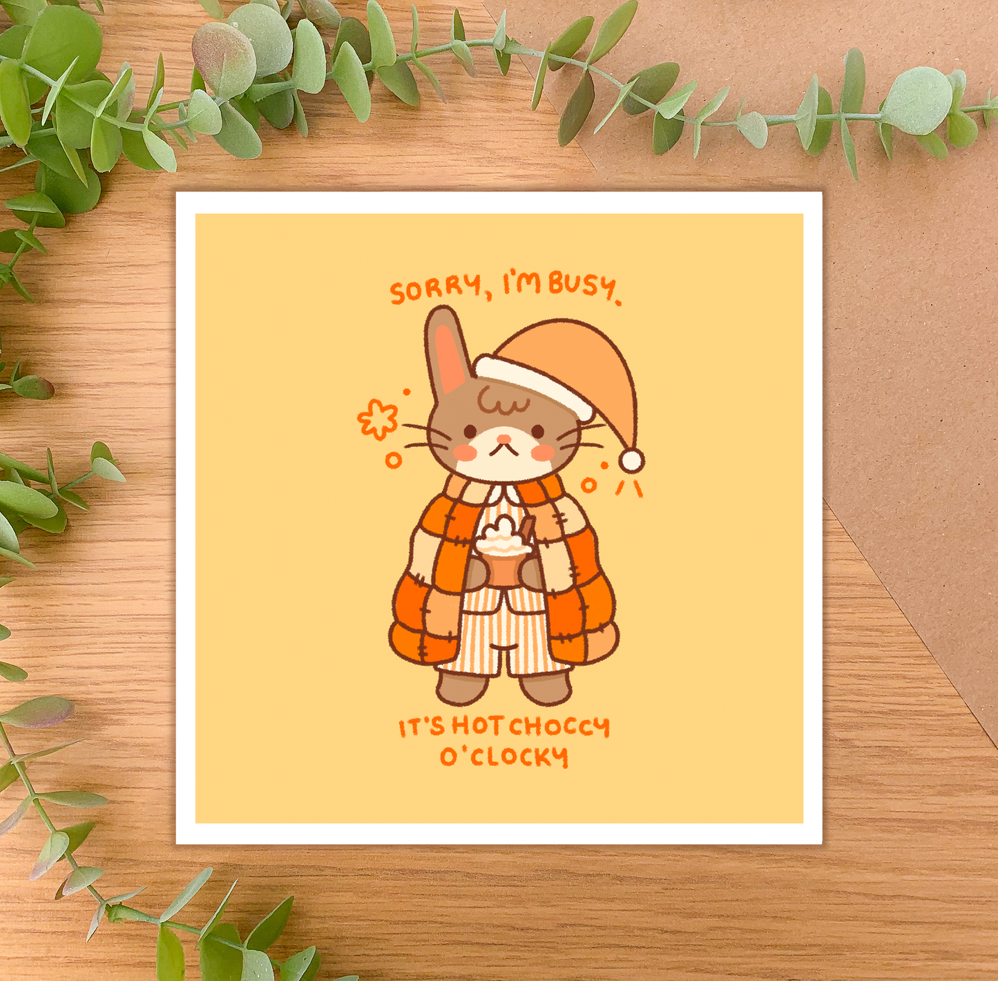 Hot Choccy O'Clocky (Rabbit) - Square Art Print