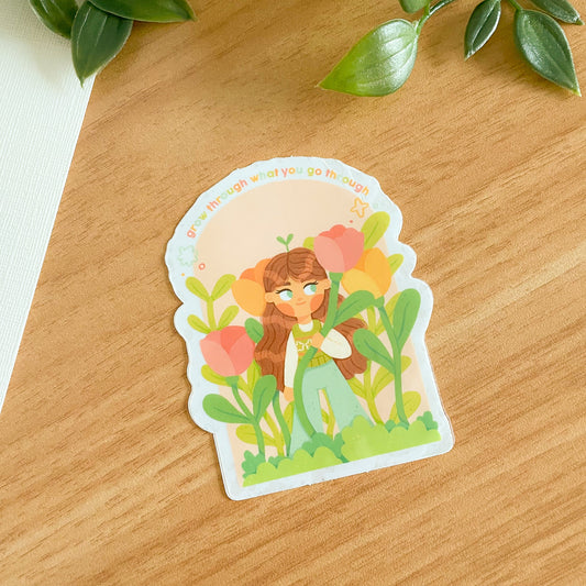 Grow Through What You Go Through Clear Sticker - Limited Edition Patreon vinyl sticker