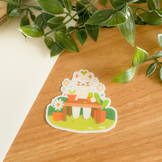 Gardening Crème the Cat - Limited Edition Patreon Vinyl Stickers
