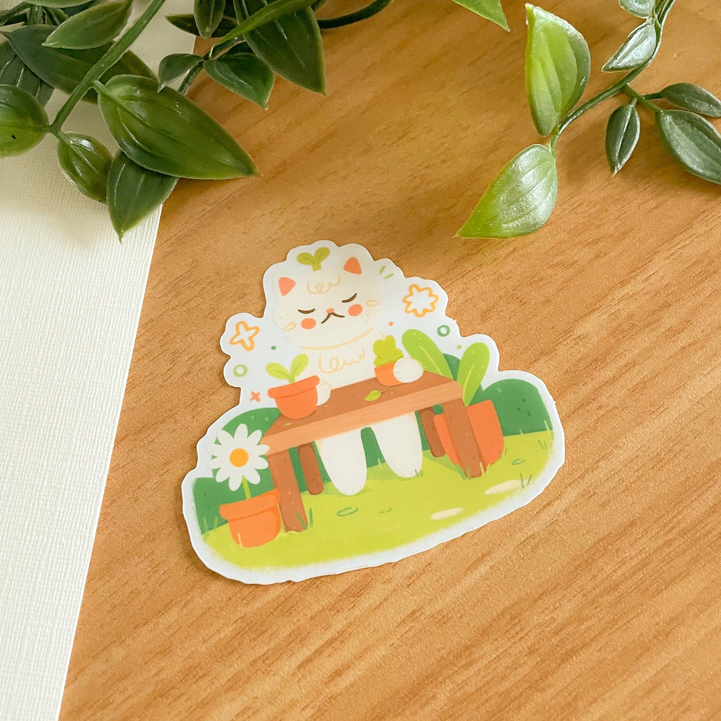 Gardening Crème the Cat - Limited Edition Patreon Vinyl Stickers