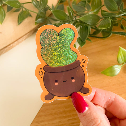 Cute Cauldron Glitter Sticker - Limited Edition Patreon vinyl sticker