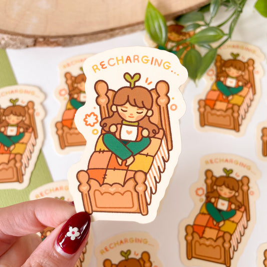 Recharging Girl - Matte Vinyl Sticker