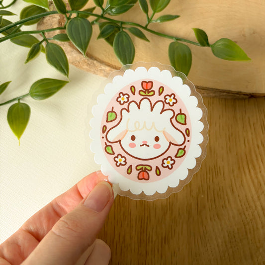 Spring Sheep Face (June 25) - Limited Edition Patreon Clear Glossy Vinyl Sticker