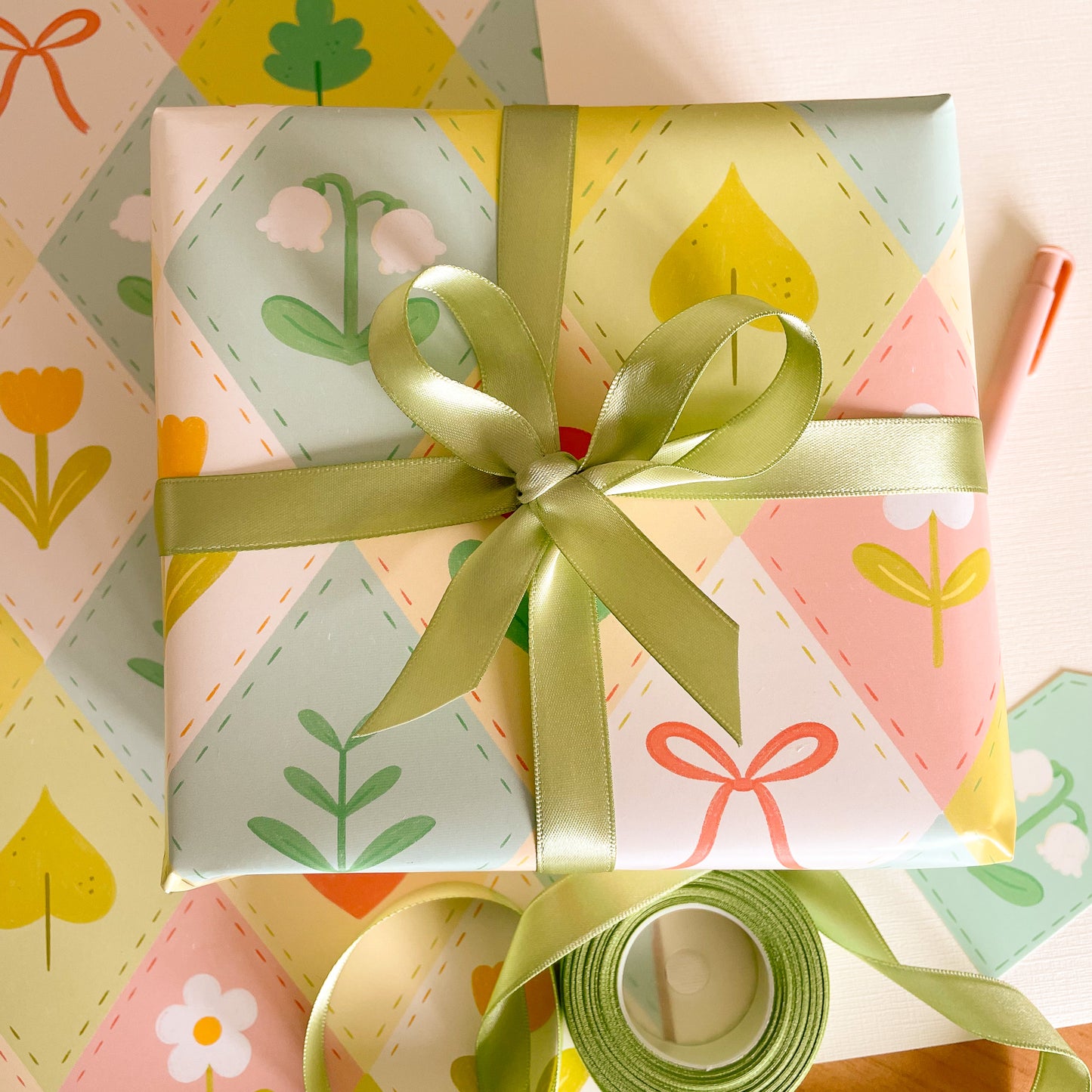 Spring Floral Quilt - Wrapping Paper Sheet