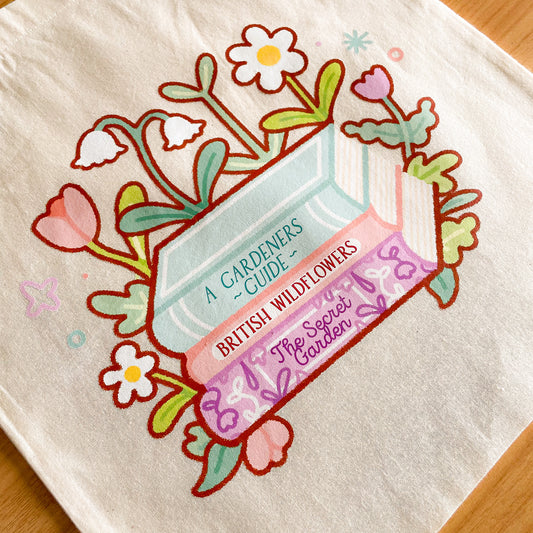 Books & Flowers Tote Bag