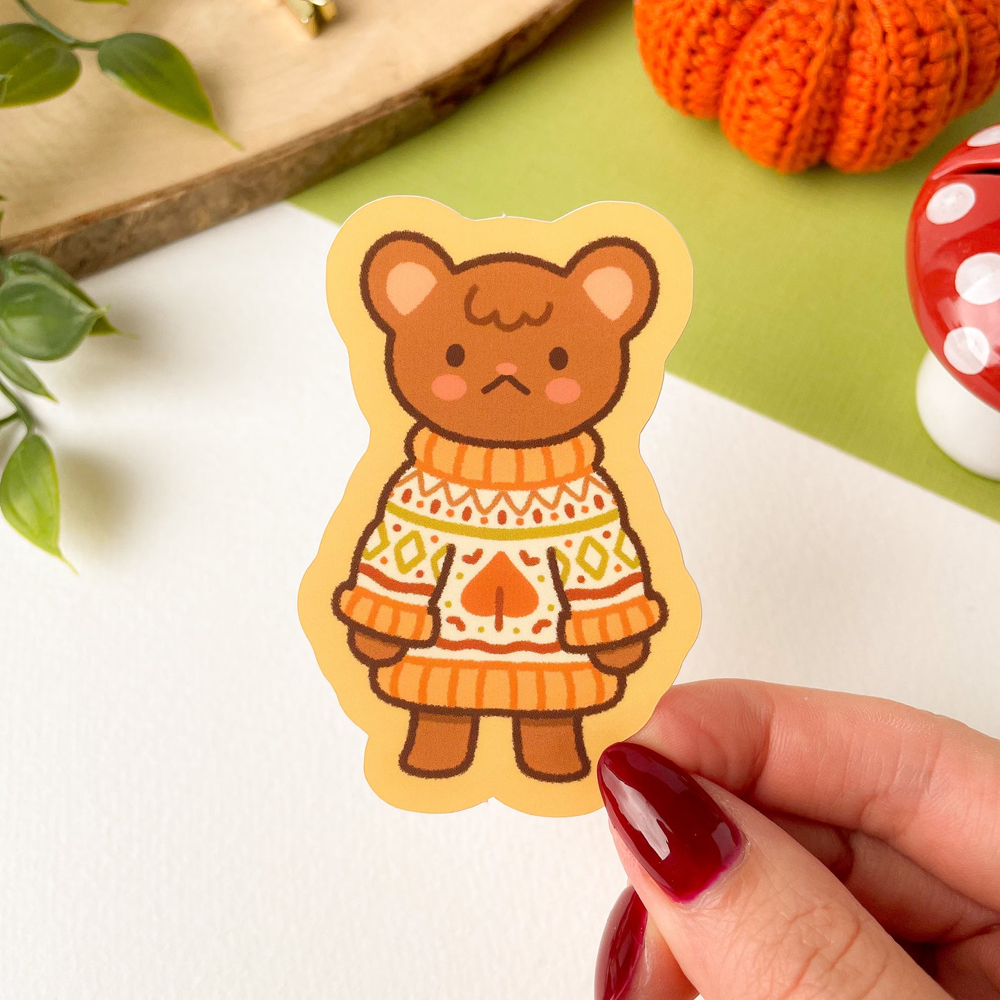 Cozy Knits Bear - Matte Vinyl Sticker