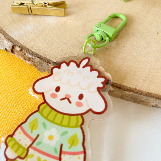 Cozy Knits Lamb - Clear Acrylic Keychain