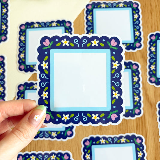Scalloped Daisy Frame (Purple & Blue) - Clear Vinyl Sticker
