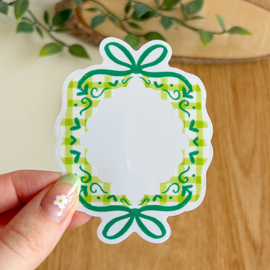 Gingham Ribbon Frame (Green) - Clear Vinyl Sticker