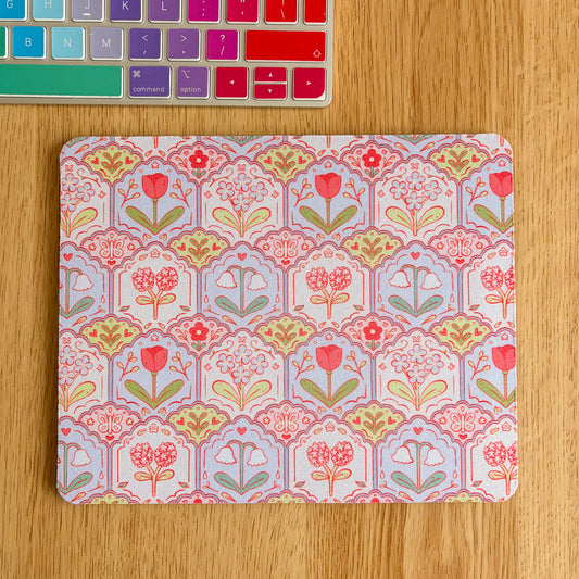 Scalloped Floral Pattern - Rectangle Mouse Mat