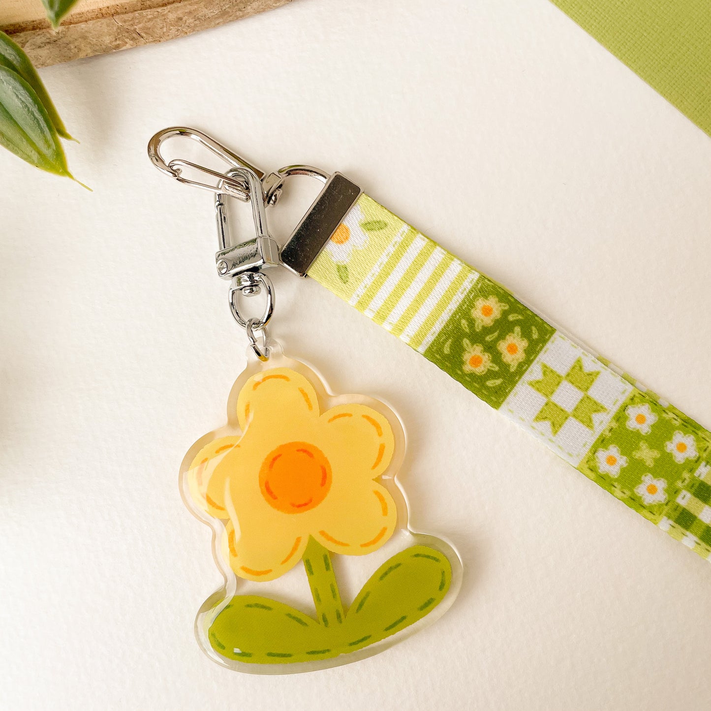 Green Daisy Blanket - Lanyard Keychain