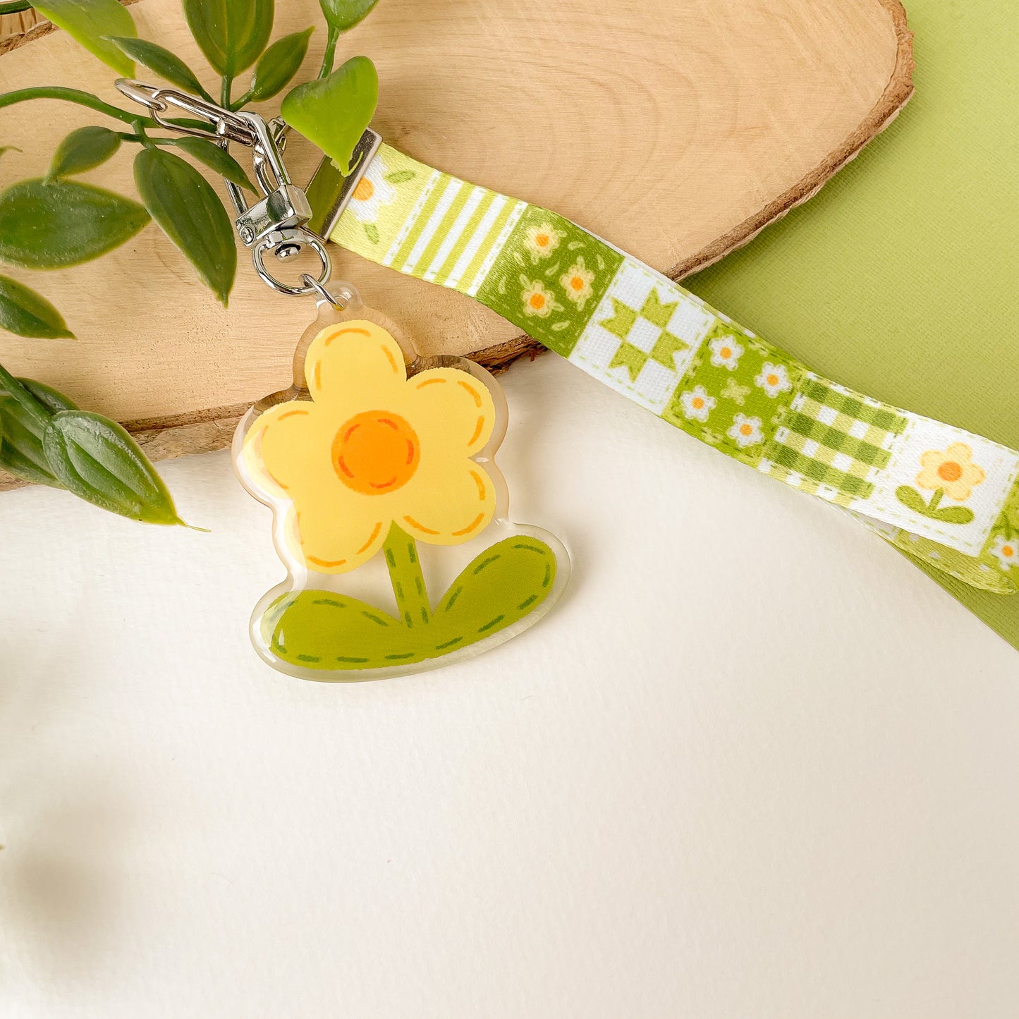 Green Daisy Blanket - Lanyard Keychain