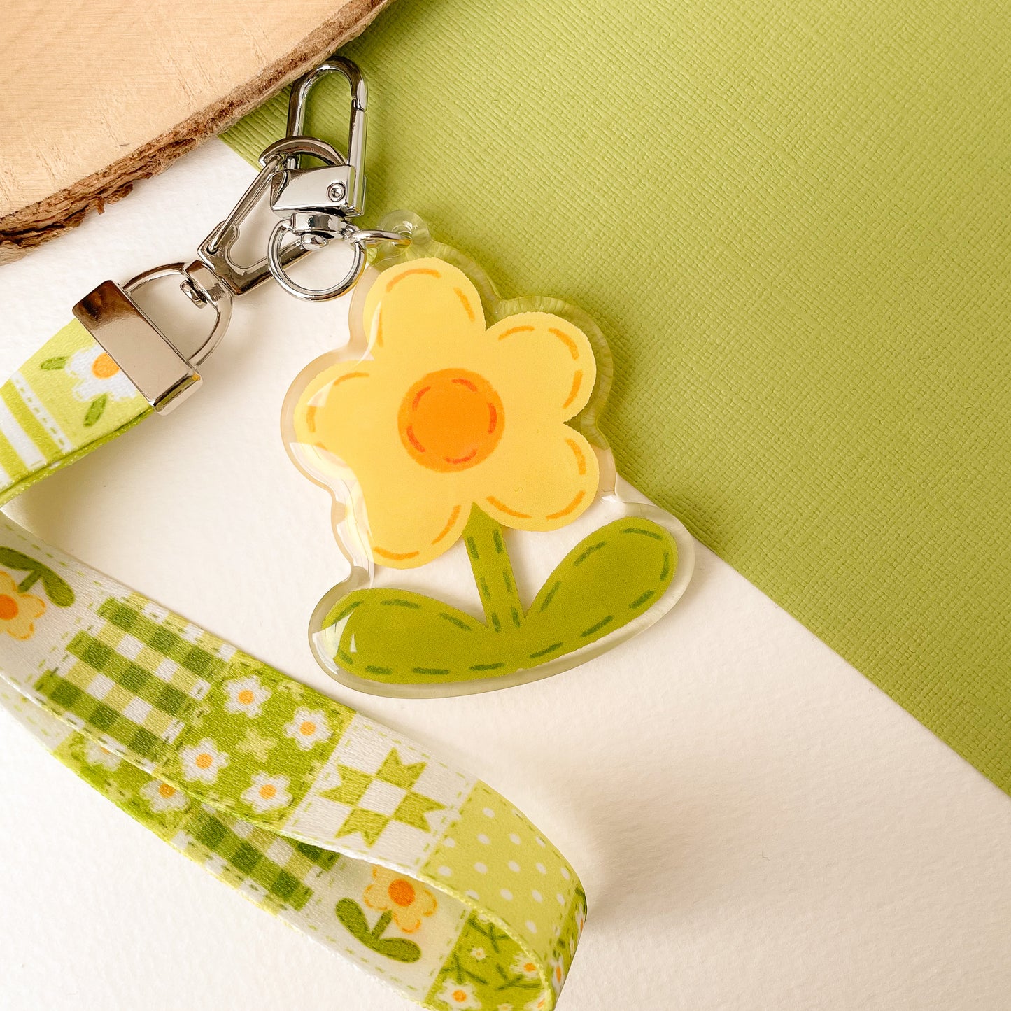 Green Daisy Blanket - Lanyard Keychain