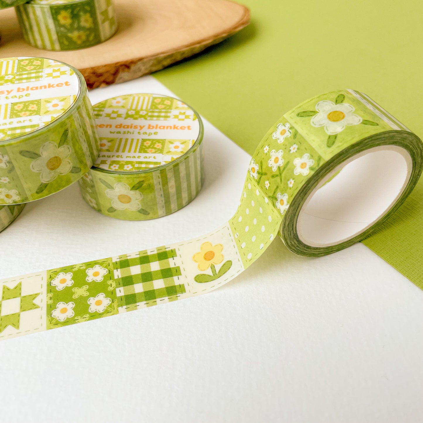 Green Daisy Blanket - Chunky Washi Tape