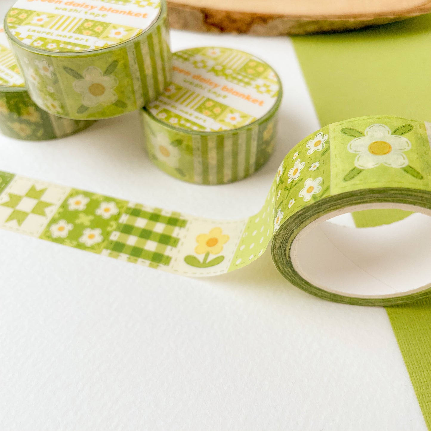 Green Daisy Blanket - Chunky Washi Tape