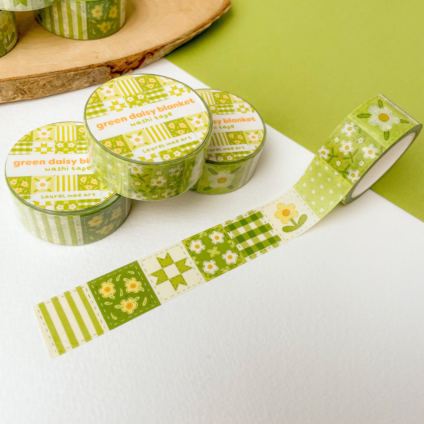 Green Daisy Blanket - Chunky Washi Tape