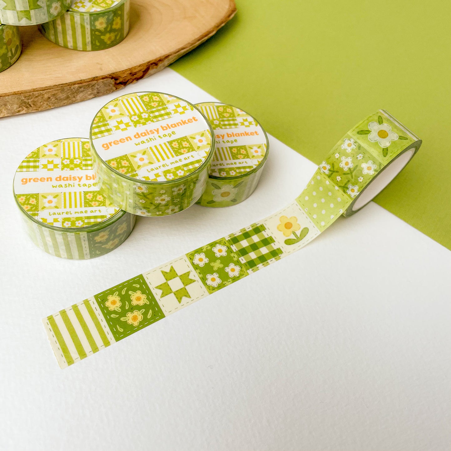 Green Daisy Blanket - Chunky Washi Tape