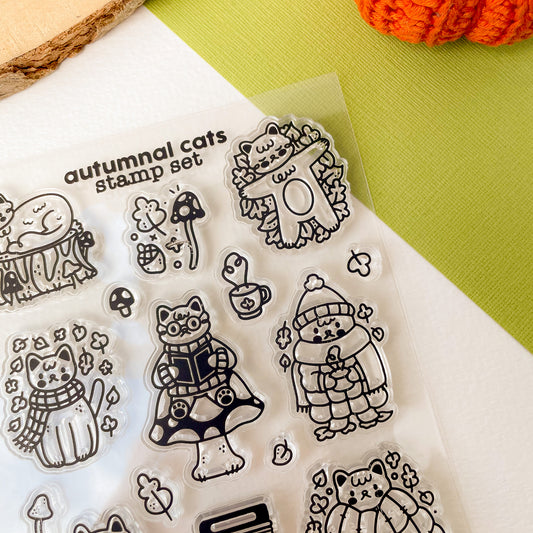 Autumnal Cats - Clear Acrylic Stamp Set