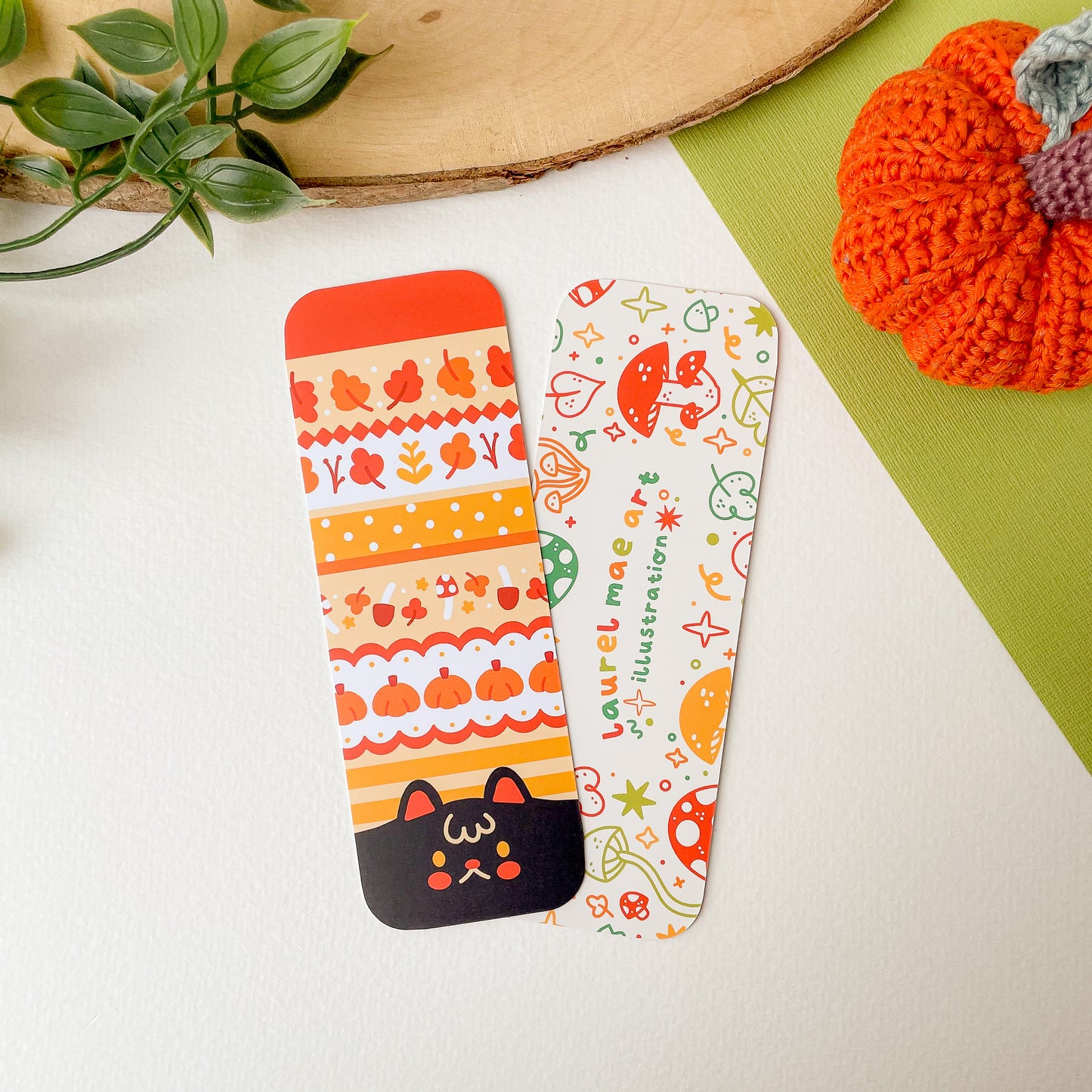 Kiki the Cat Autumn Pattern Bookmark