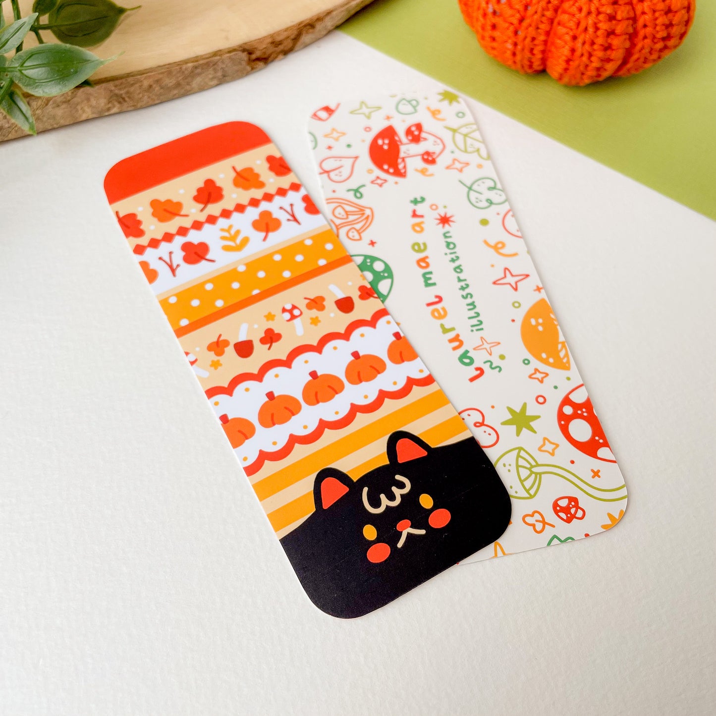 Kiki the Cat Autumn Pattern Bookmark