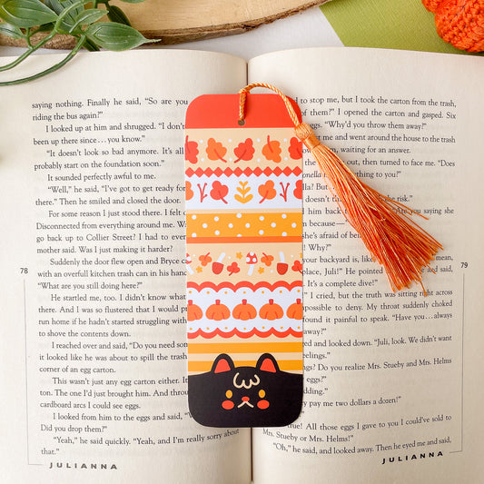 Kiki the Cat Autumn Pattern Bookmark