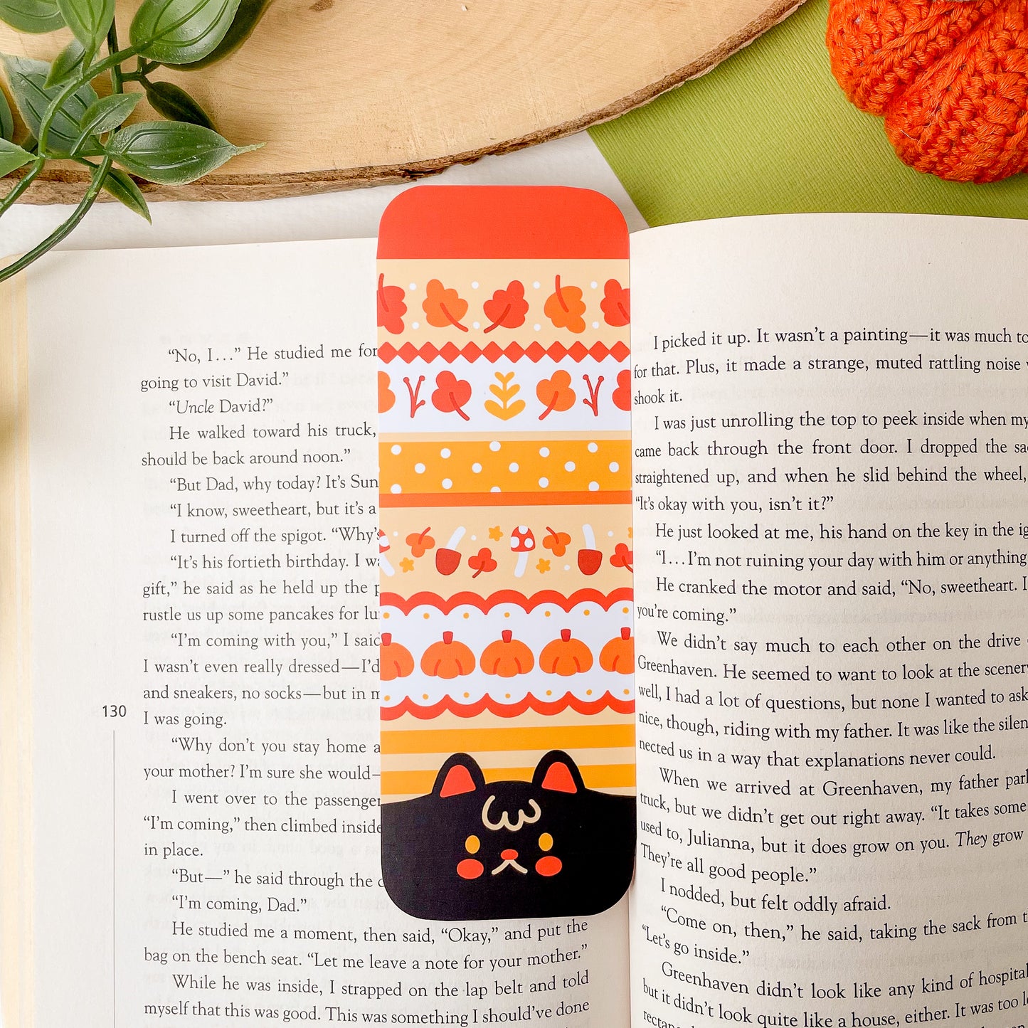 Kiki the Cat Autumn Pattern Bookmark