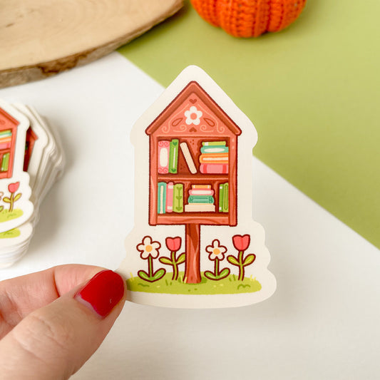 Tiny Library (Spring) - Matte Vinyl Sticker