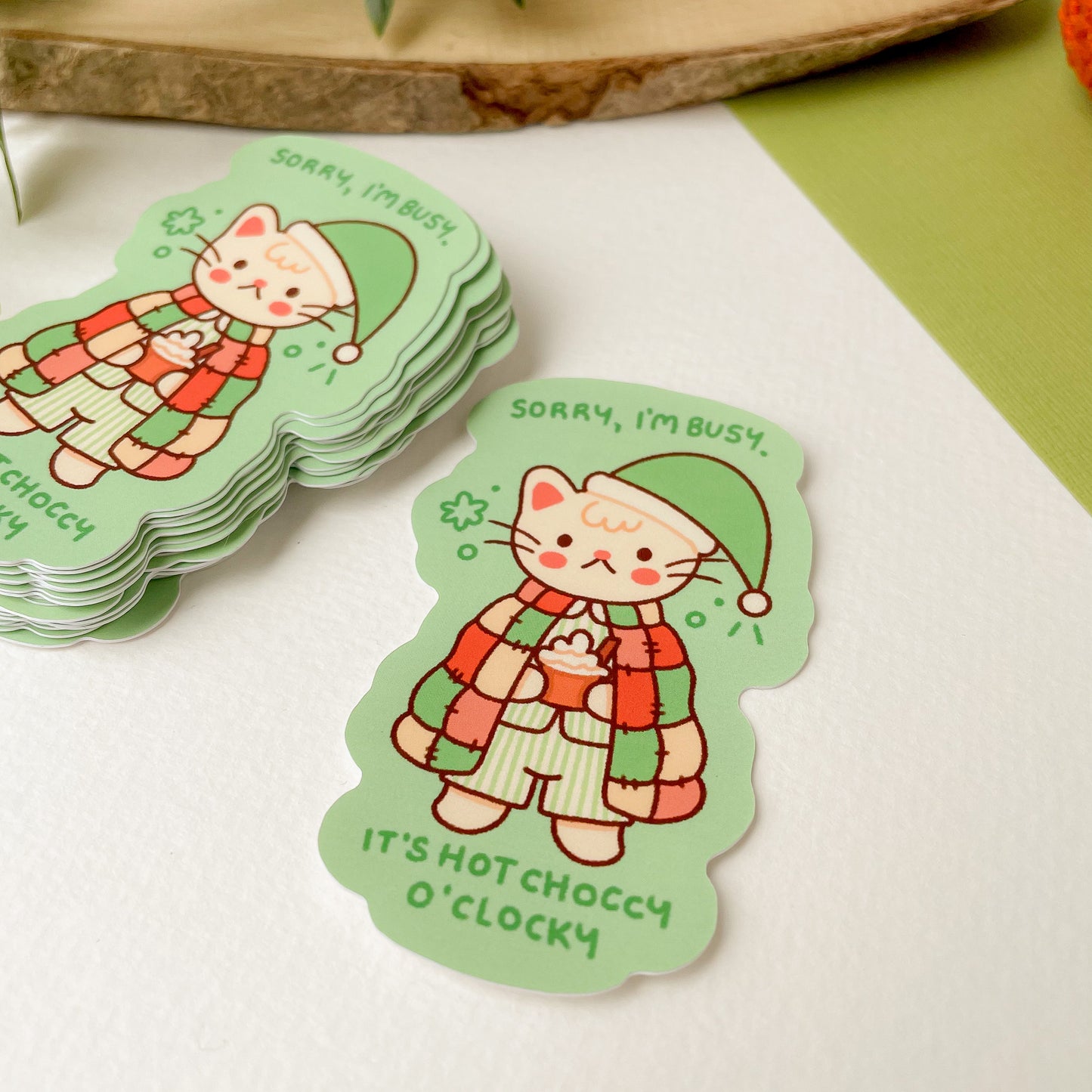 Hot Choccy O'Clocky (Cat) - Matte Vinyl Sticker