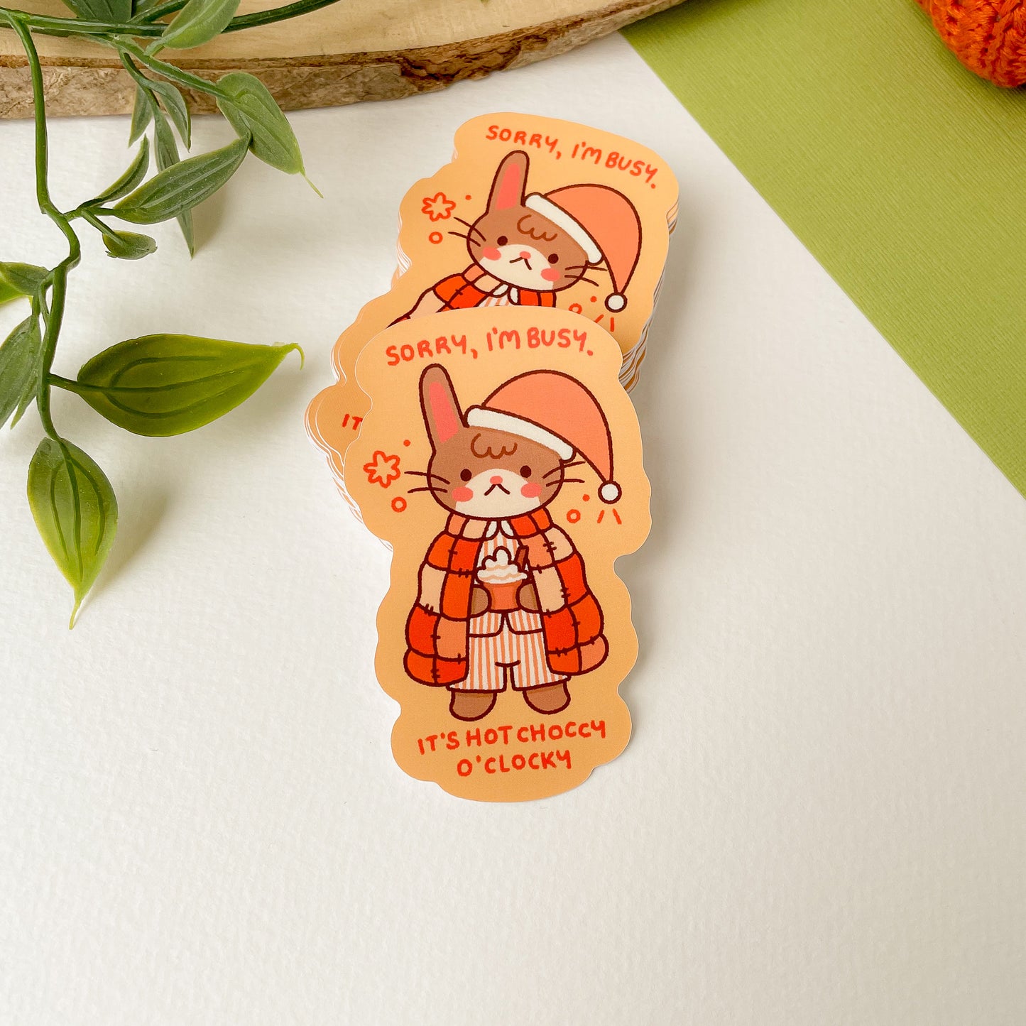 Hot Choccy O'Clocky (Rabbit) - Matte Vinyl Sticker