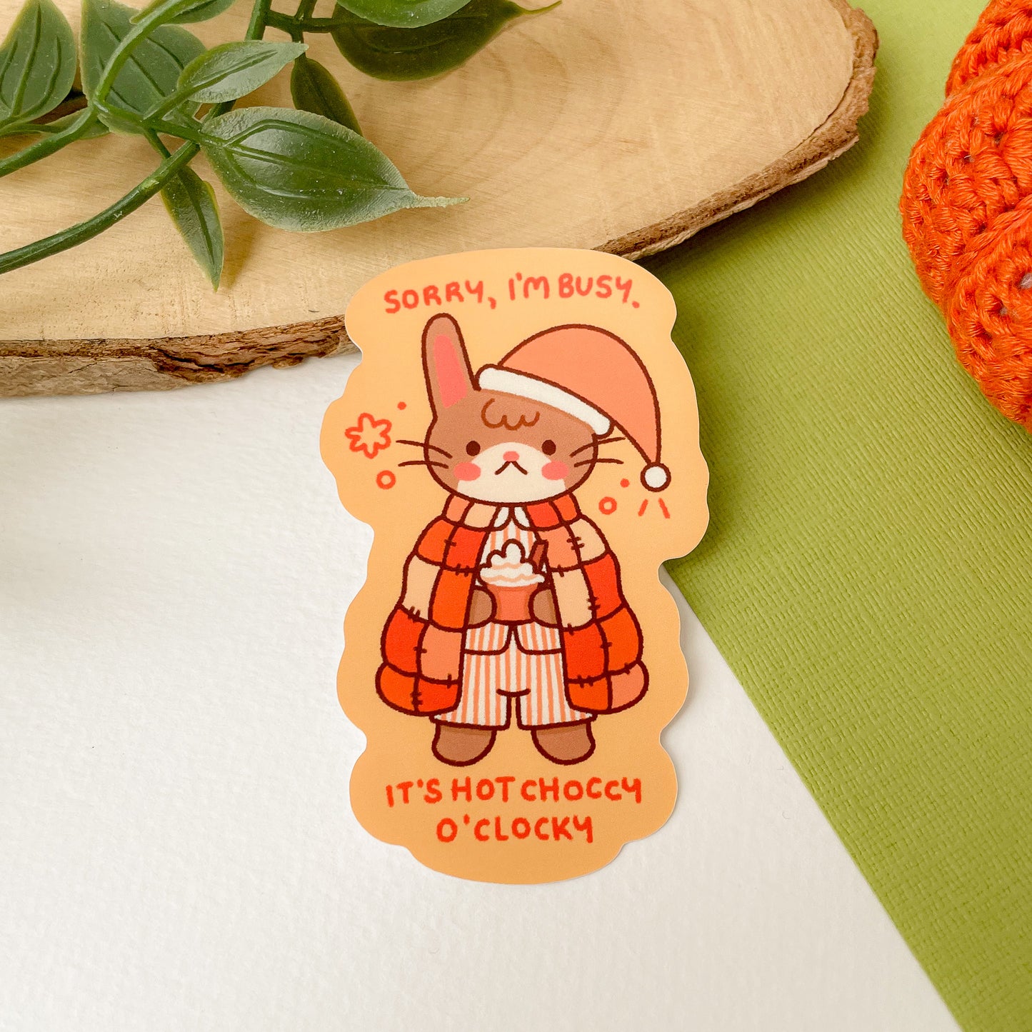 Hot Choccy O'Clocky (Rabbit) - Matte Vinyl Sticker