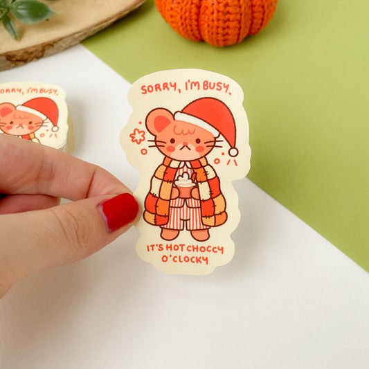 Hot Choccy O'Clocky (Mouse) - Matte Vinyl Sticker