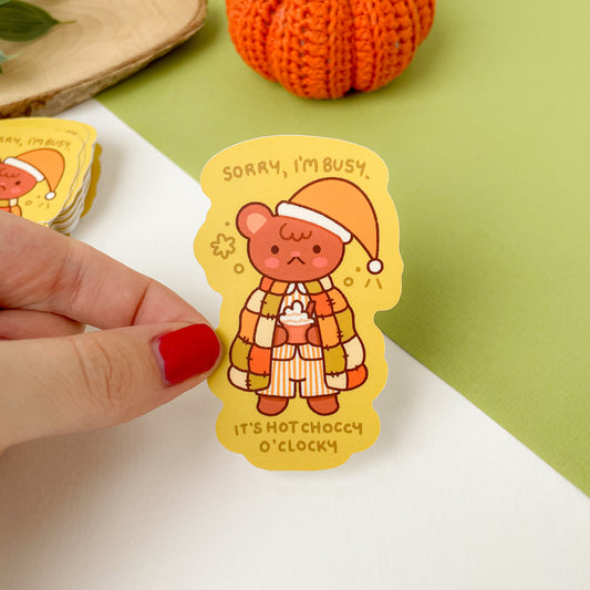 Hot Choccy O'Clocky (Bear) - Matte Vinyl Sticker