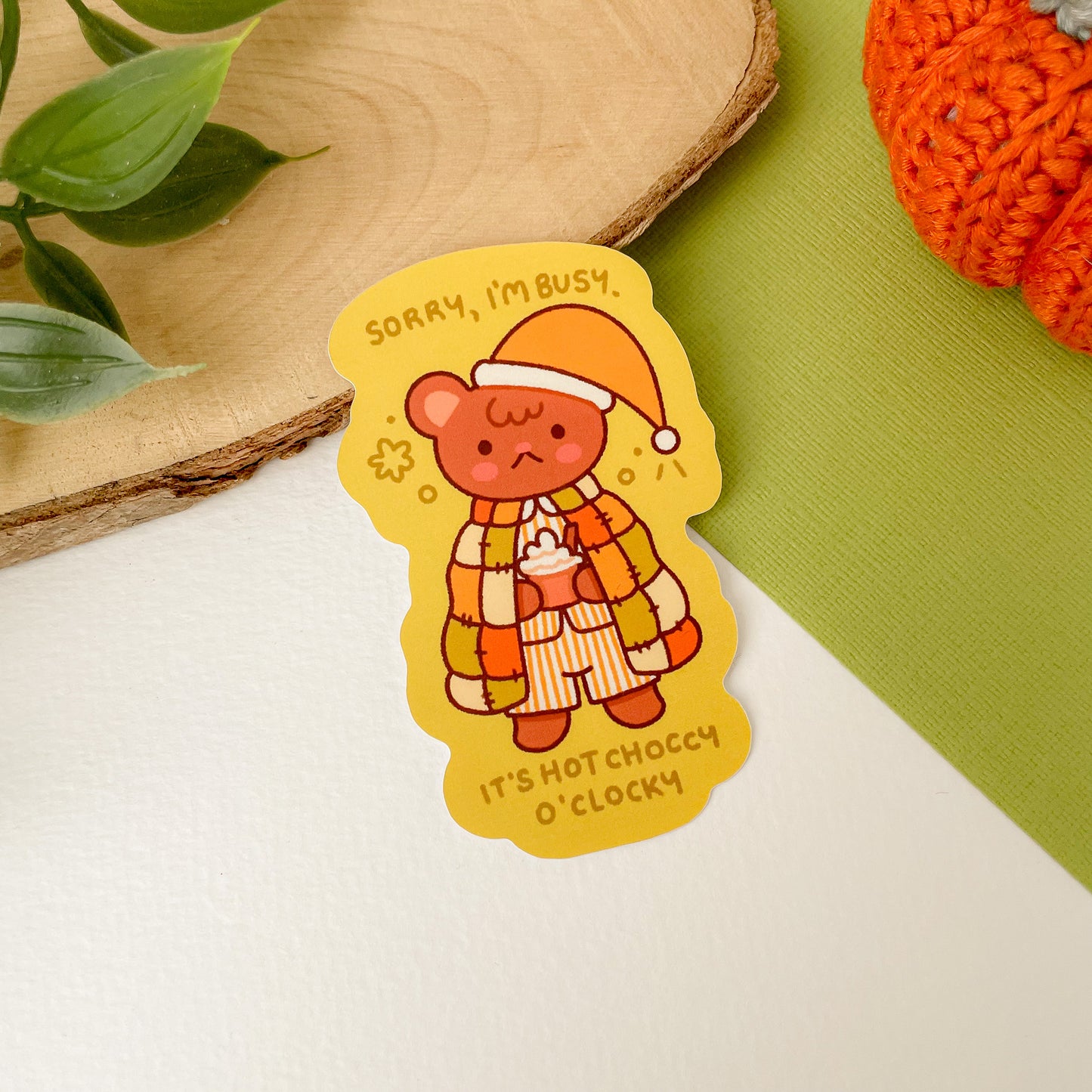 Hot Choccy O'Clocky (Bear) - Matte Vinyl Sticker