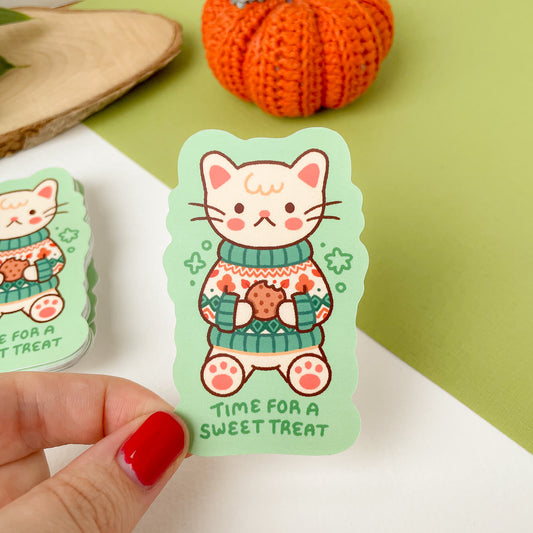 Time for a Sweet Treat (Cat) - Matte Vinyl Sticker