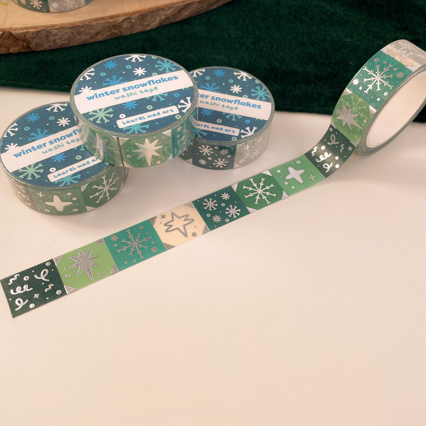 Winter Snowflakes - Silver Foil Washi Tape