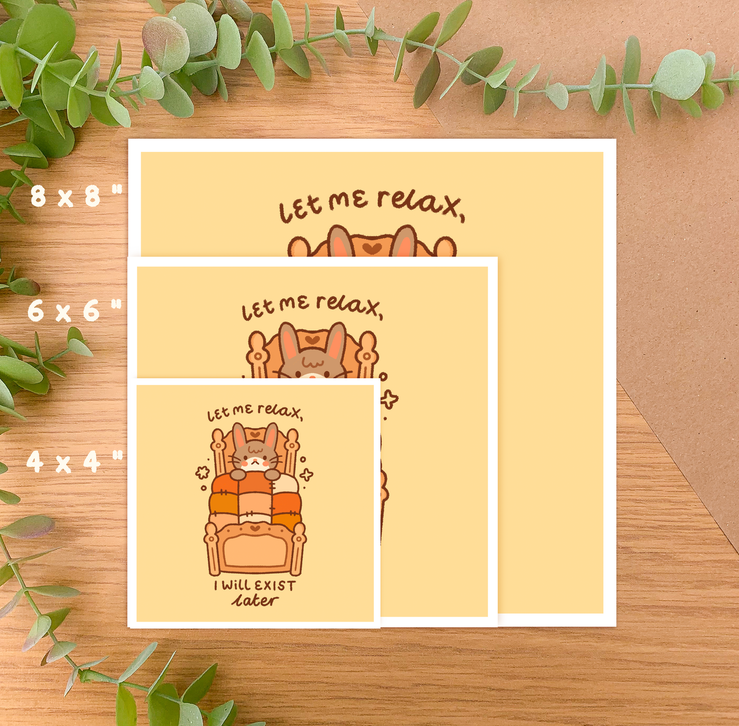 Let Me Relax, I Will Exist Later (Rabbit) - Square Art Print