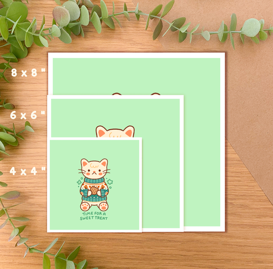 Time for a Sweet Treat (Cat) - Square Art Print