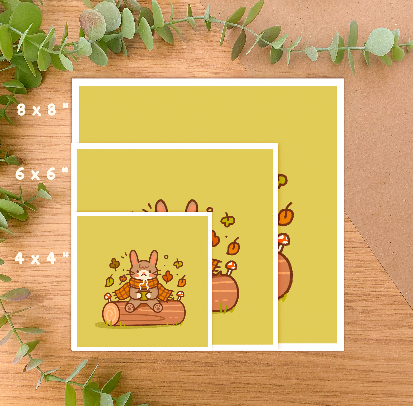 Cozy Rabbit - Square Art Print
