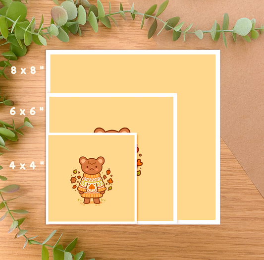 Cozy Knits Bear - Square Art Print