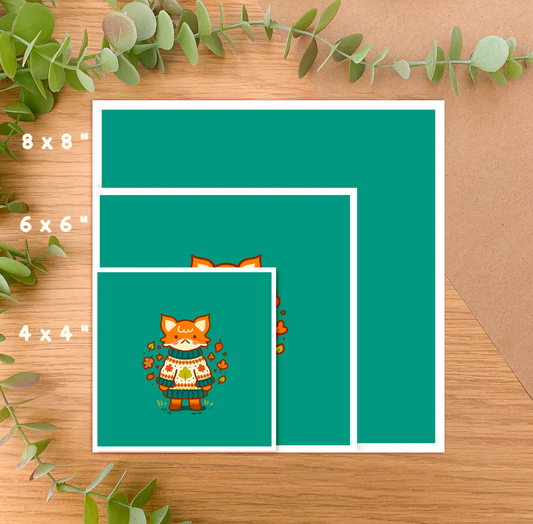 Cozy Knits Fox - Square Art Print