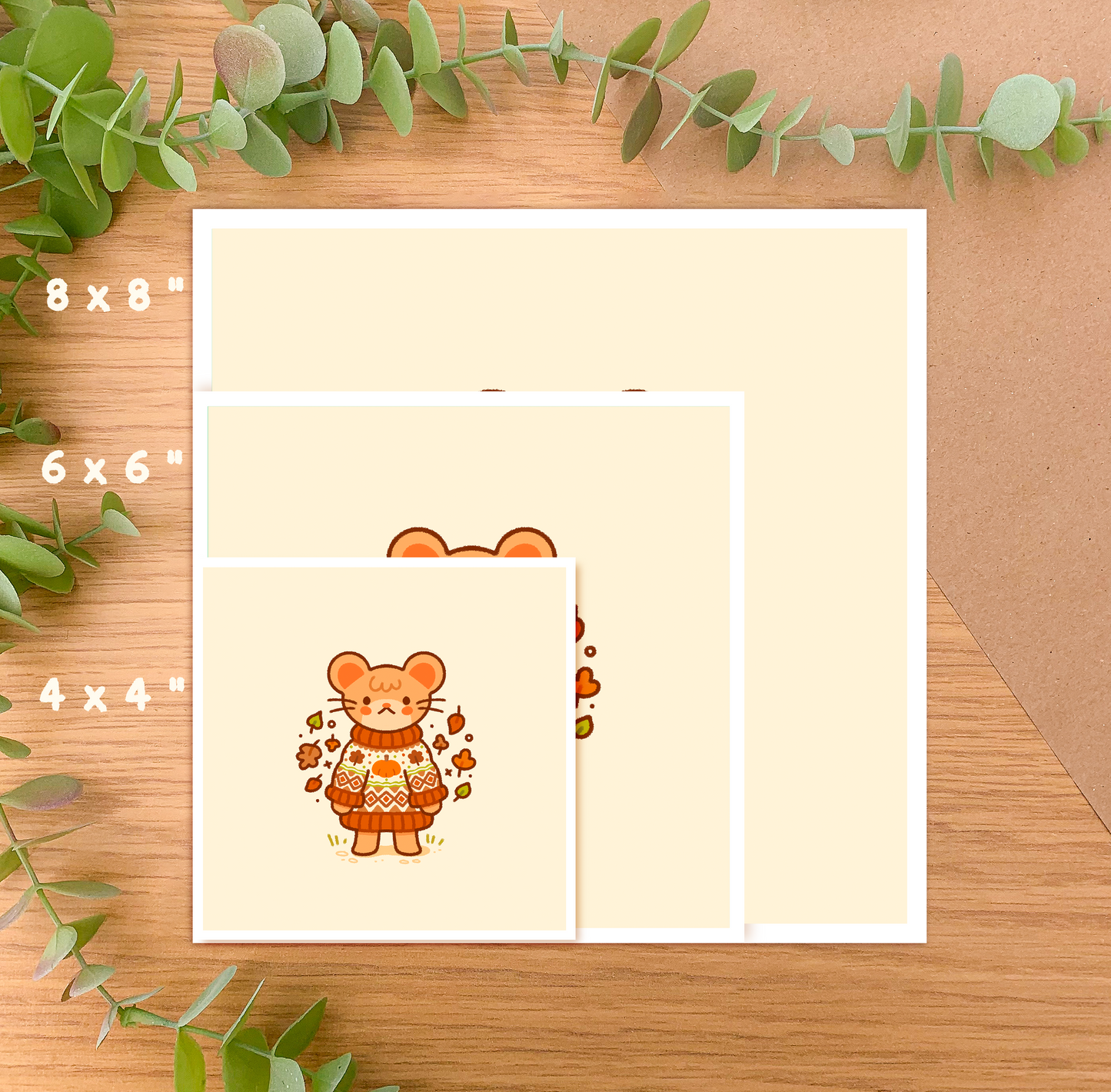 Cozy Knits Mouse - Square Art Print