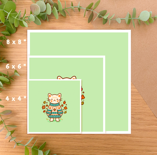 Cozy Knits Cat - Square Art Print