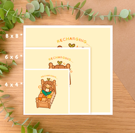 Recharging Girl - Square Art Print