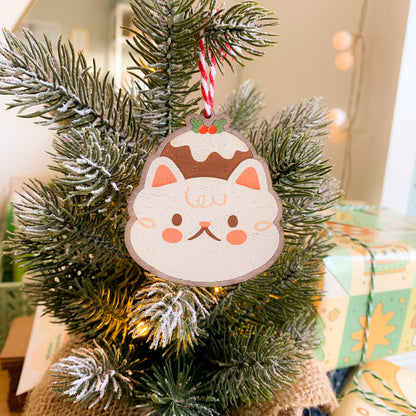 Christmas Pudding Crème - Wooden Decoration