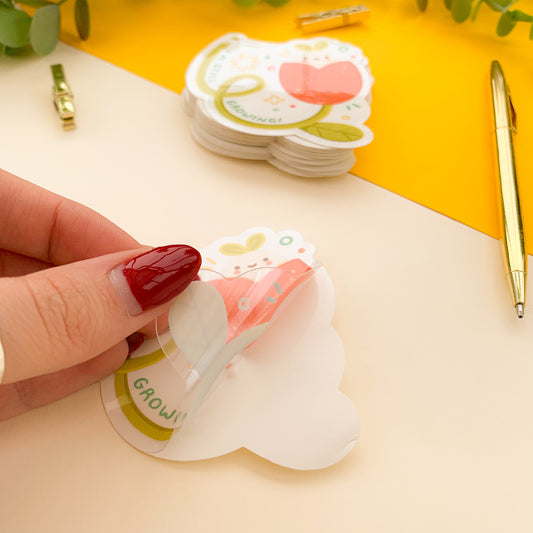 I'm Still Growing Tulip Meebloo - Clear Vinyl Sticker