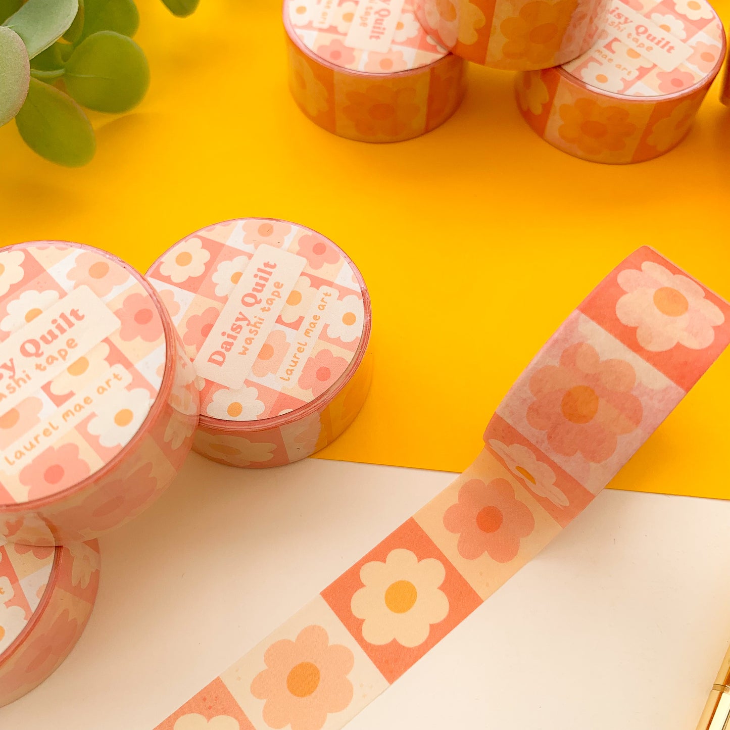 Pink Daisy - Chunky Washi Tape