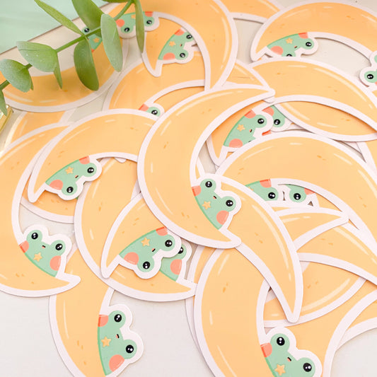 Moon Frog- Glossy Vinyl Sticker