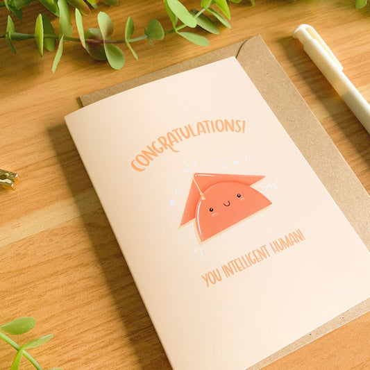 Congratulations you Intelligent Human! - Cute Illustrated Greetings Card